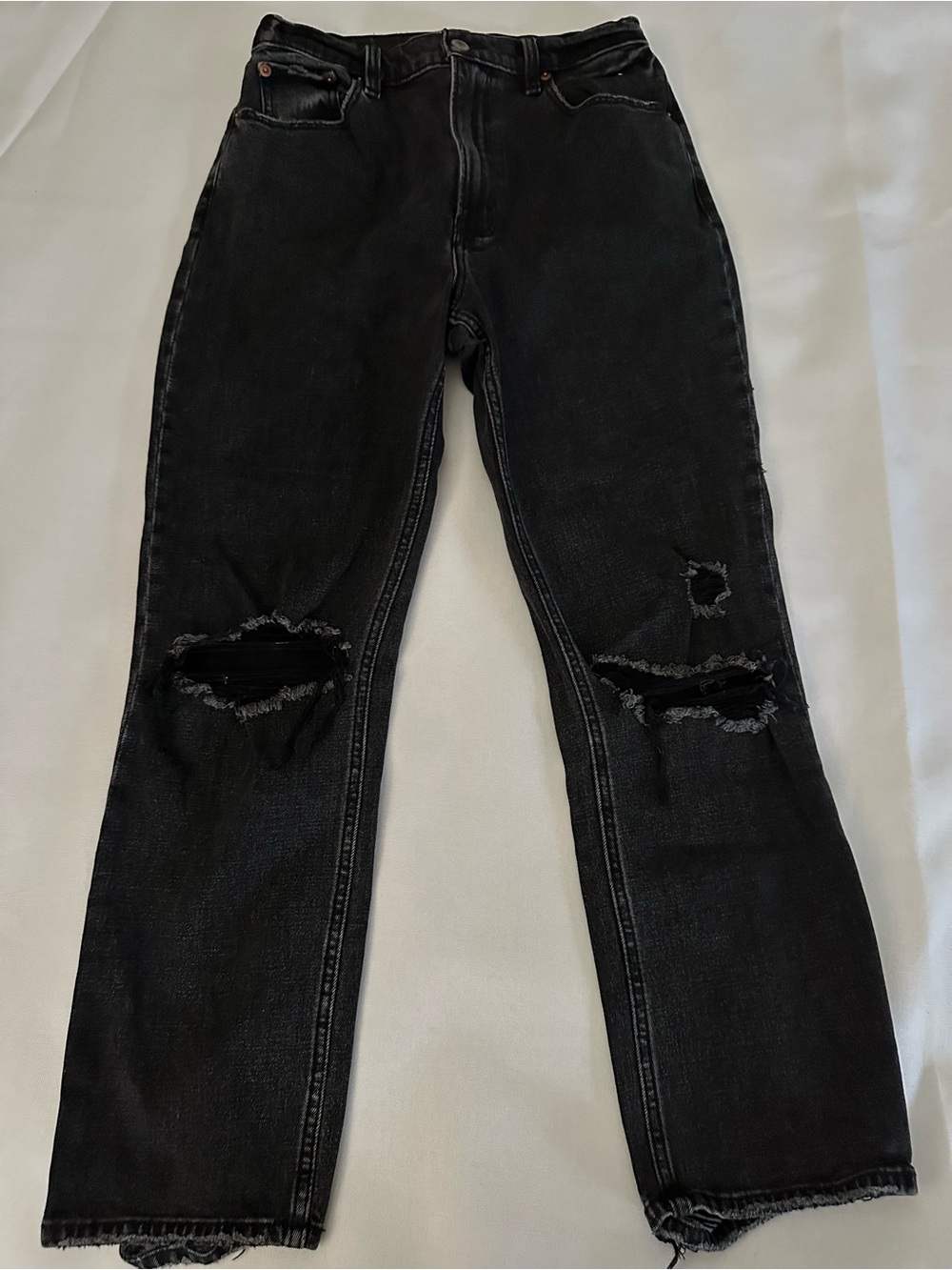 Abercrombie & Fitch Straight Ankle Ultra High Rise Distressed Jeans 4R
